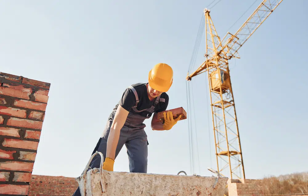 Construction,Worker,In,Uniform,And,Safety,Equipment,Have,Job,On construction jobs